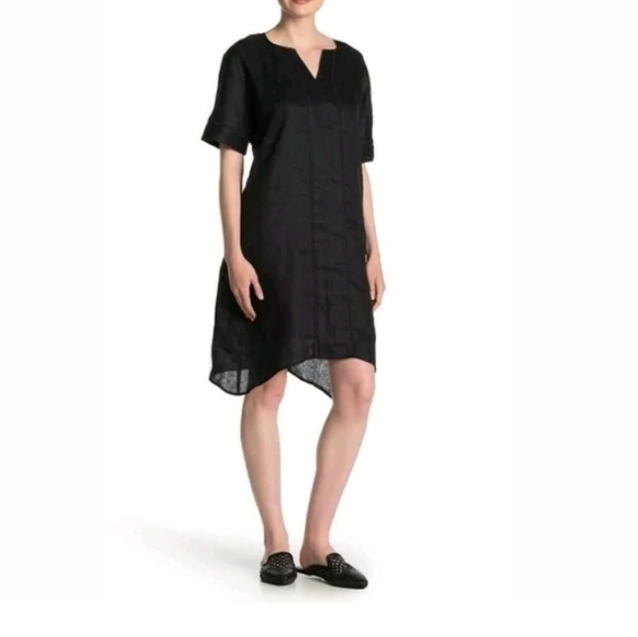 Dkny Dresses & Skirts - DKNY NWT M Linen Split Collar Shift Dress Black